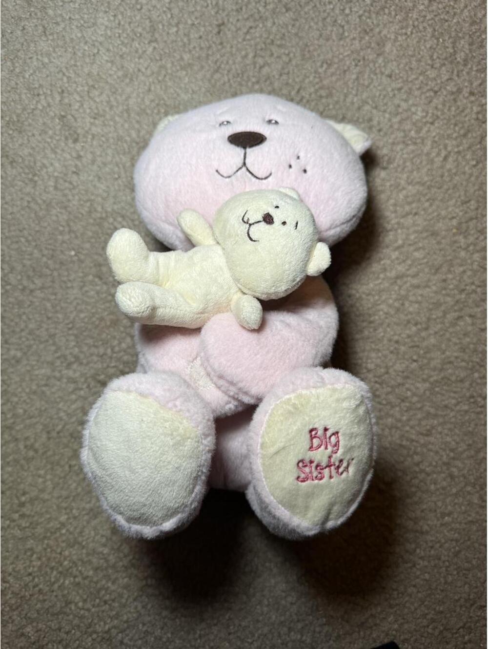 Baby Ganz Pink Teddy Bear Plush Stuffed Holding Baby Bear Big Sister Lovey GC